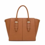 Clutra Adora Pebbled Leather Tote Handbag - Tan