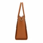 Clutra Adora Pebbled Leather Tote Handbag - Tan - Image 3