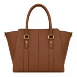 Clutra Pebbled Leather Tote Handbag - Brown