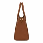 Clutra Pebbled Leather Tote Handbag - Brown - Image 3