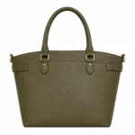 Clutra Pebbled Leather Tote Handbag - Olive Green - Image 2
