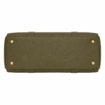 Clutra Pebbled Leather Tote Handbag - Olive Green - Image 4