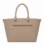 Clutra Women's Structured Pebbled Leather Tote Handbag - Beige - Image 2