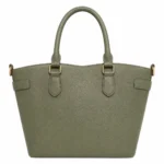 Clutra Women's Structured Pebbled Leather Tote Handbag - Sage Green - Image 2