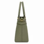 Clutra Women's Structured Pebbled Leather Tote Handbag - Sage Green - Image 3
