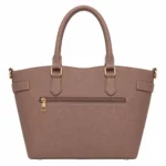 Clutra Women's Structured Pebbled Leather Tote Handbag - Taupe - Image 2