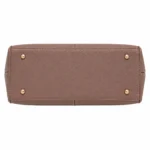 Clutra Women's Structured Pebbled Leather Tote Handbag - Taupe - Image 4